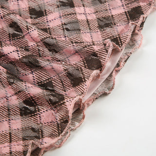 plaid mature Top