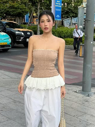 contrast lace top