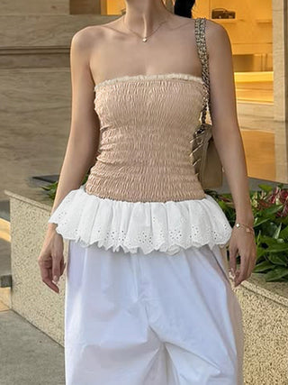 contrast lace top