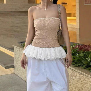 contrast lace top
