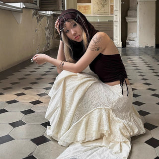 lace asymmetric skirt