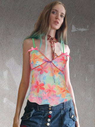 flower mesh camisole
