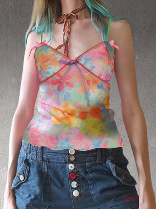 flower mesh camisole