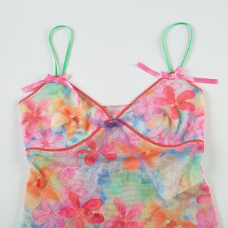 flower mesh camisole