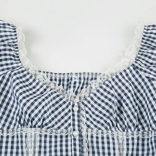 plaid puff top