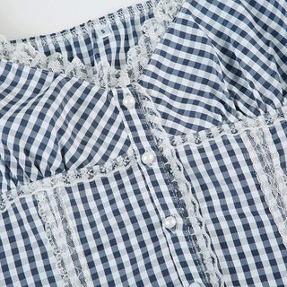 plaid puff top