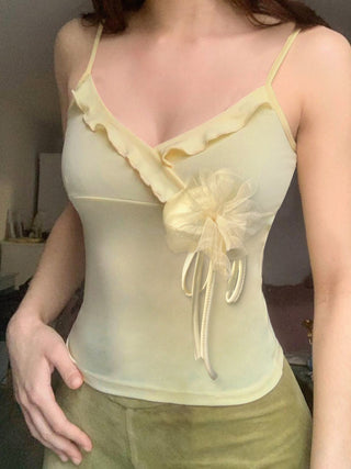 ruffled yellow Top
