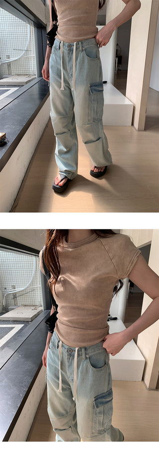 pleated cargo jeans