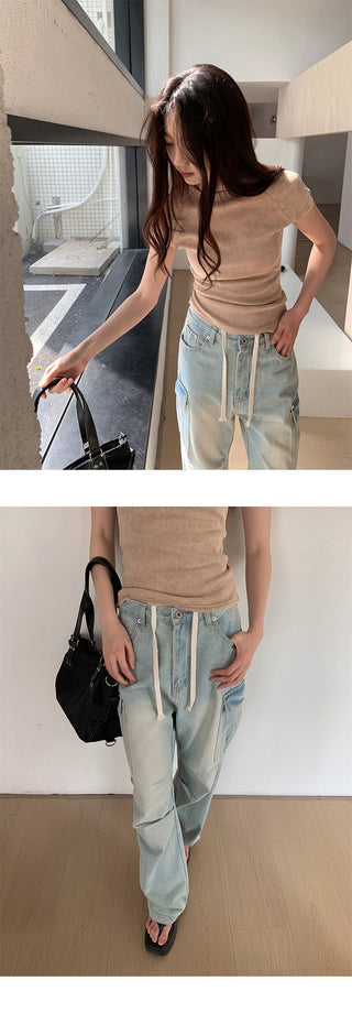 pleated cargo jeans