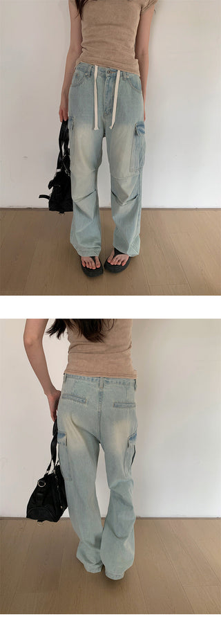 pleated cargo jeans