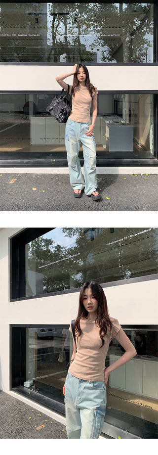 pleated cargo jeans