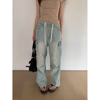 pleated cargo jeans