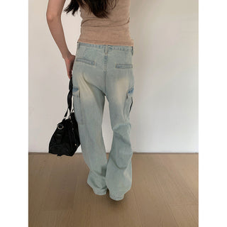 pleated cargo jeans