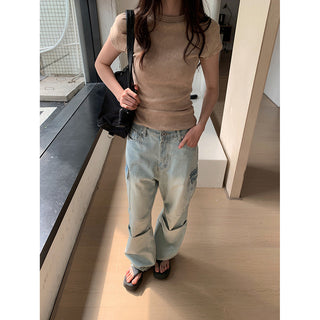 pleated cargo jeans