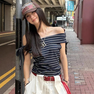 striped off-shoulder