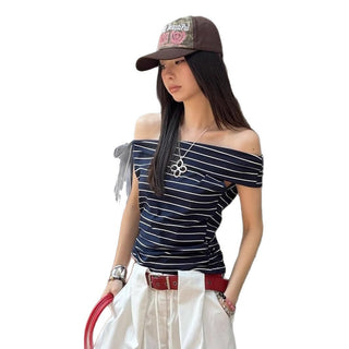 striped off-shoulder