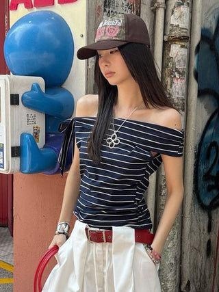 striped off-shoulder