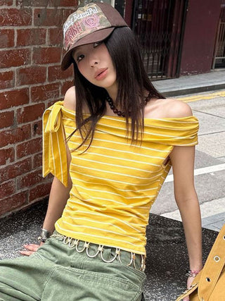 striped off-shoulder