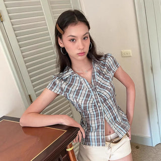 plaid cardigan