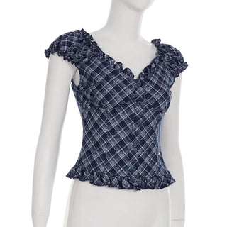 plaid puff top