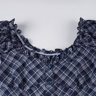 plaid puff top