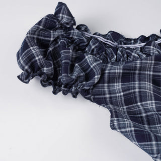 plaid puff top