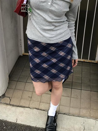 plaid mesh skirt