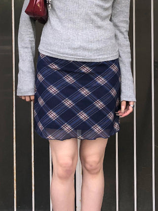 plaid mesh skirt