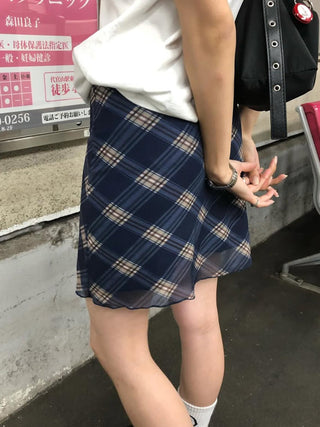 plaid mesh skirt