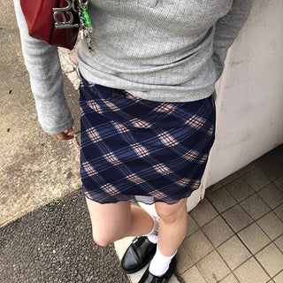 plaid mesh skirt