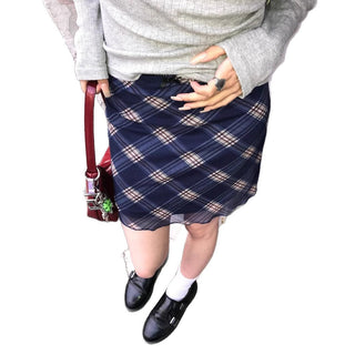 plaid mesh skirt