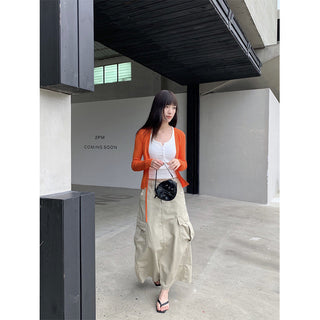 denim workwear skirt