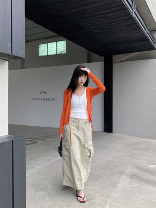 denim workwear skirt