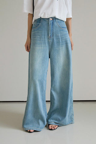 washed wide jeans