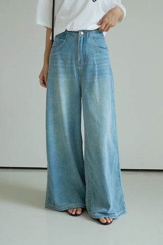 washed wide jeans