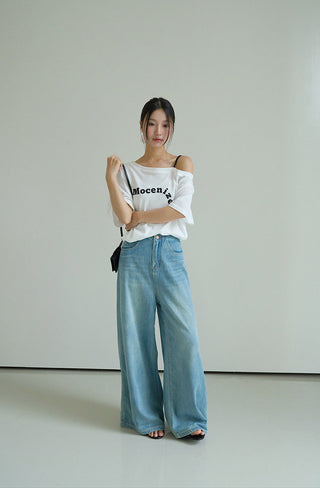 washed wide jeans