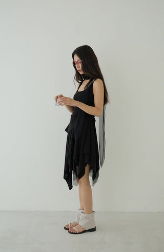 pleated slip dress