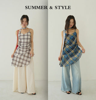 plaid slip dress