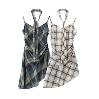 plaid slip dress