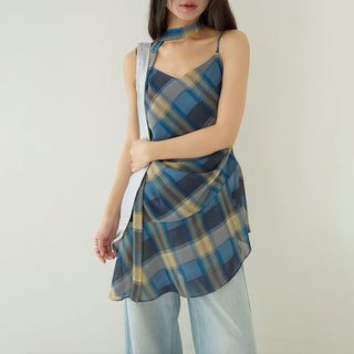plaid slip dress