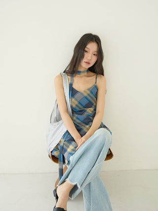plaid slip dress