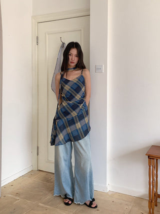 plaid slip dress