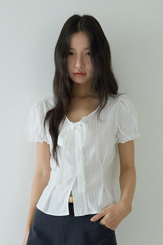 bow puff cardigan