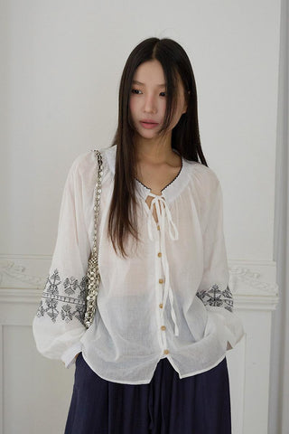 embroidered airy top