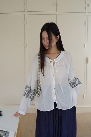 embroidered airy top