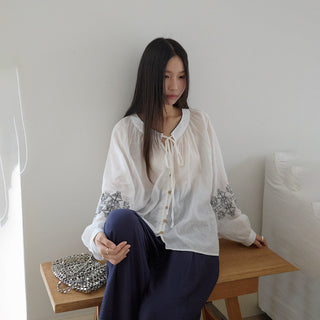 embroidered airy top