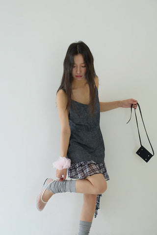 plaid suspender skirt