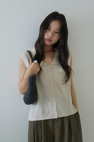 linen polo Top