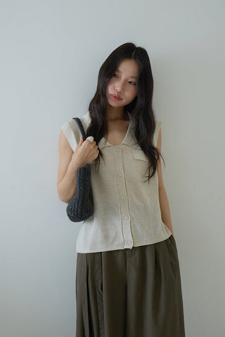 linen polo Top