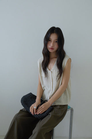 linen polo Top
